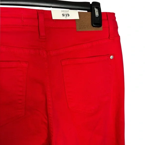 NEW Judy Blue Red Highwaisted Stretch Straight leg Jeans Size 9/29 - Picture 8 of 12